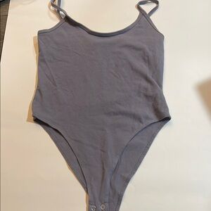 Gray Bodysuit with Scoop Neckline and Spaghetti Straps